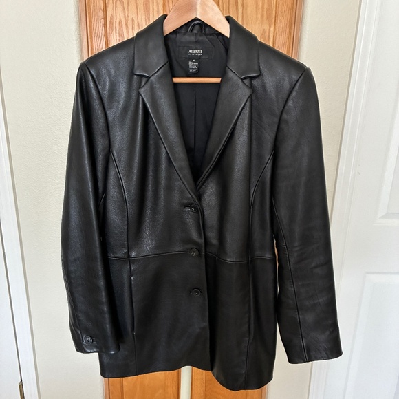 Alfani Outerwear Like New Genuine Black Leather Jacket M - Picture 1 of 4